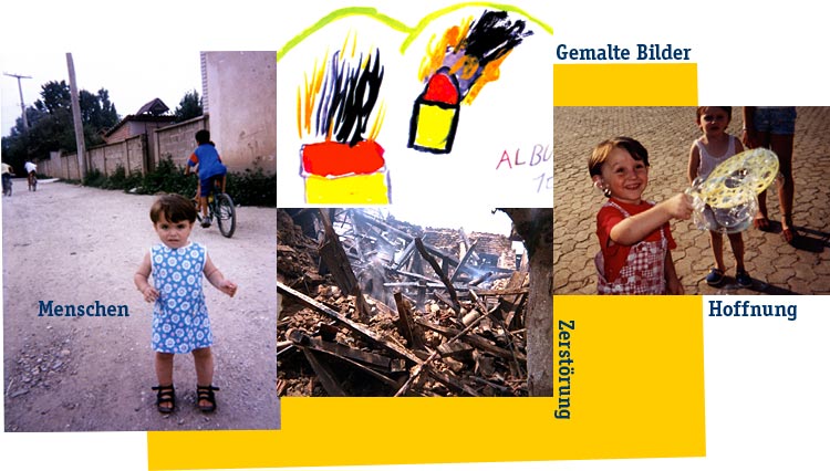 Fotos und Zeichnungen von Kindern aus dem Kosovo
